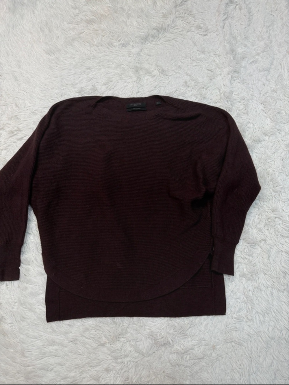 All saints merino wool burgundy knit sweater